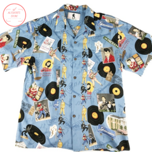 Elvis Presley Vinyl Disk Blue Hawaiian Shirt Set for Men Women Kids