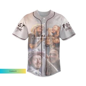 Christmas Post Malone Jersey, Post Malone Twelve Carat Tour Baseball Jersey Shirt Gift for Fans
