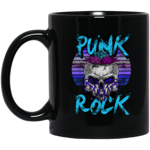 Music Rock, Skull Punks, Skeleton Lover, Punkrocker Gift, Best Rock Gift Black Mug