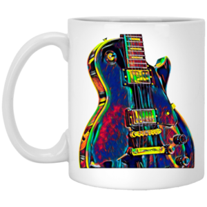 Metal Rock Music Lead Colors, Electric Guitar, Musician Player, Colorful Guitar, Guitarist White Mug