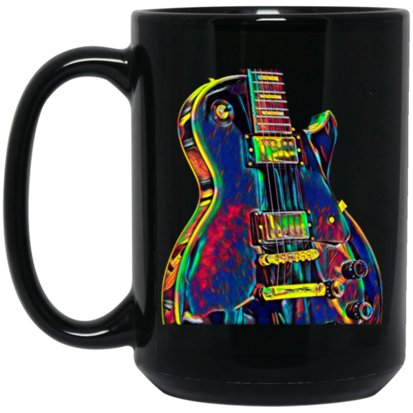 Metal Rock Music Lead Colors, Electric Guitar, Musician Player, Colorful Guitar, Guitarist Black Mug