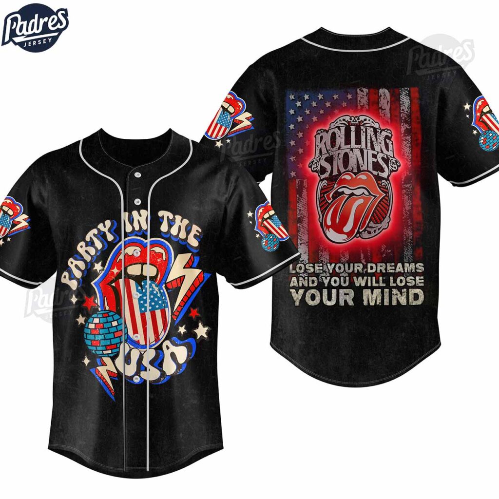 Custom The Rolling Stones Party In The USA Baseball Jersey Custom The Rolling Stones Party In The USA Baseball Jersey