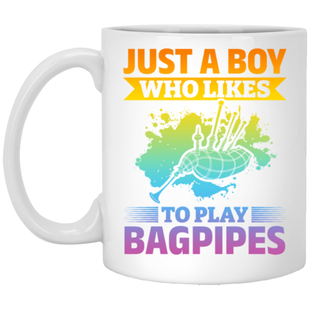 Love Bagpipes, Just A Boy Who Likes Bagpipes, Love Music, Best Bagpipes White Mug Love Bagpipes, Just A Boy Who Likes Bagpipes, Love Music, Best Bagpipes White Mug