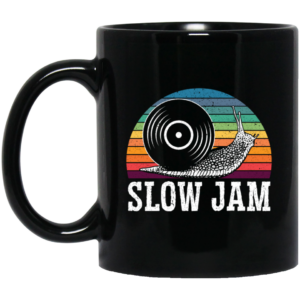 Vinyl Snail, Slow Jam Vinyl, Record Album Music Lover, Love Snail, Retro Vinyl Black Mug