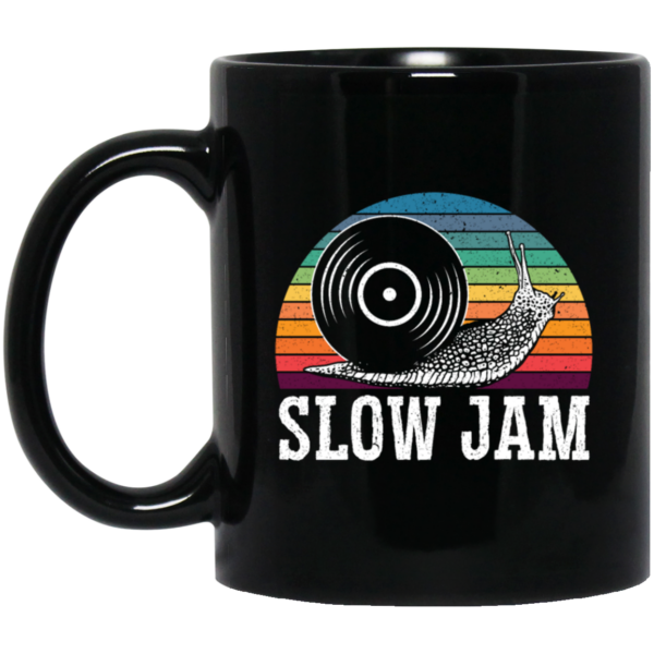 Vinyl Snail, Slow Jam Vinyl, Record Album Music Lover, Love Snail, Retro Vinyl Black Mug