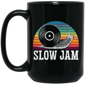 Vinyl Snail, Slow Jam Vinyl, Record Album Music Lover, Love Snail, Retro Vinyl Black Mug 1
