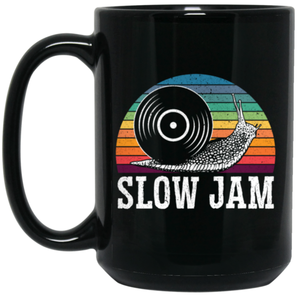 Vinyl Snail, Slow Jam Vinyl, Record Album Music Lover, Love Snail, Retro Vinyl Black Mug