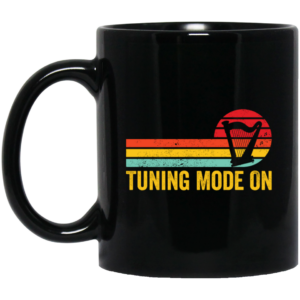 Love Music, Harp Player Gift, Harpist Retro, Tuning Mode On, Love Harp Vintage Black Mug