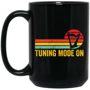 Love Music, Harp Player Gift, Harpist Retro, Tuning Mode On, Love Harp Vintage Black Mug 1