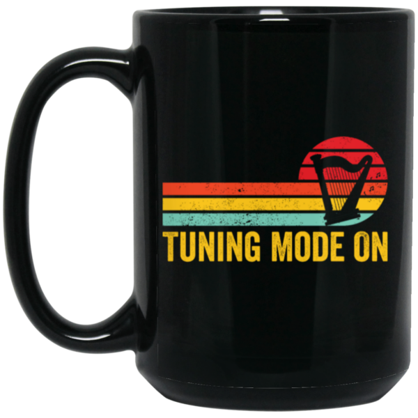 Love Music, Harp Player Gift, Harpist Retro, Tuning Mode On, Love Harp Vintage Black Mug