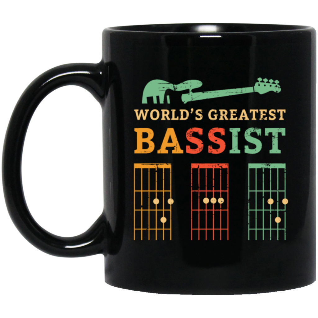Retro Bassist Dad, Guitar Dad Gift, Love Music, Best Of Music Black Mug Retro Bassist Dad, Guitar Dad Gift, Love Music, Best Of Music Black Mug