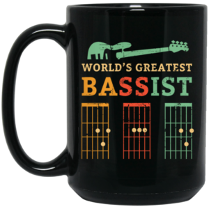 Retro Bassist Dad, Guitar Dad Gift, Love Music, Best Of Music Black Mug 1