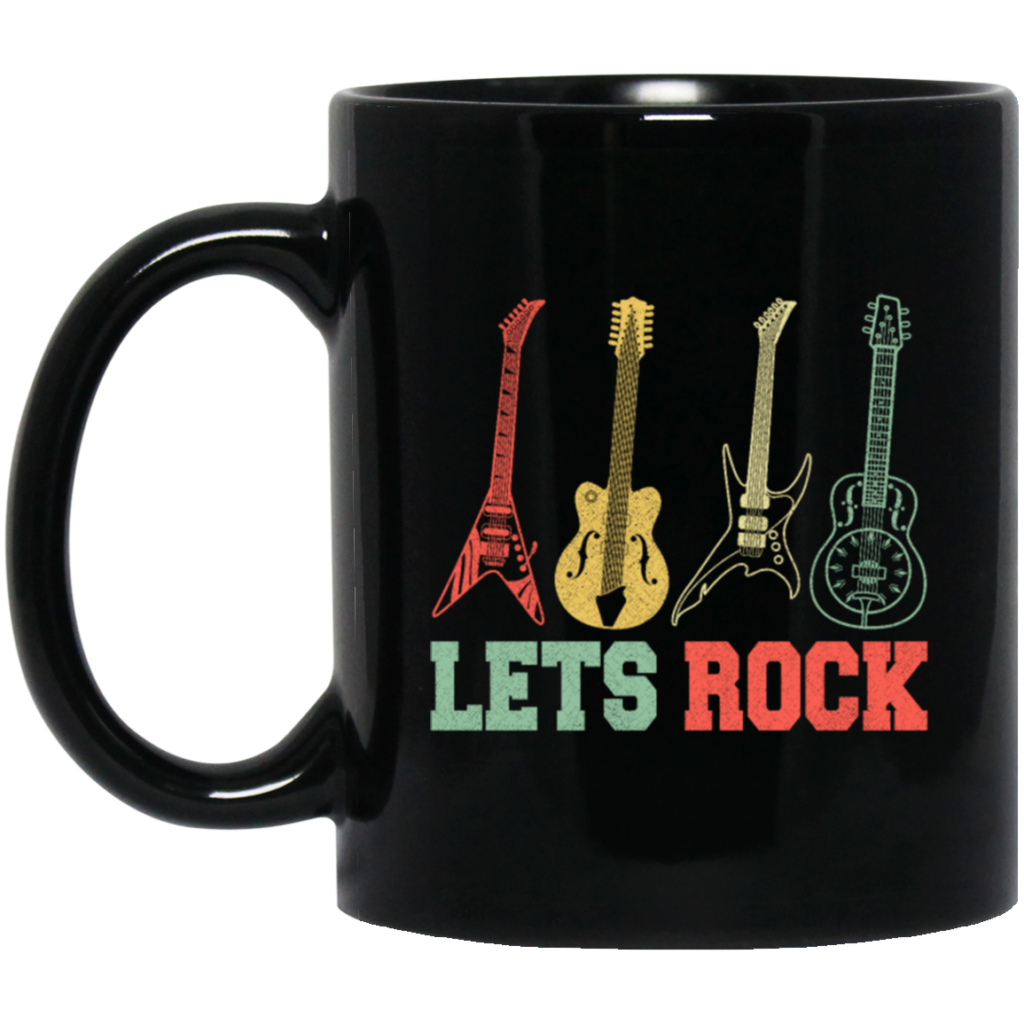 Guitar Rock Music Rock And Roll Music Vintage Instrument Black Mug Guitar Rock Music Rock And Roll Music Vintage Instrument Black Mug