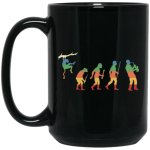 Evolution Saxophone, Music Lover, Jazz Musician, Instrument Vintage Black Mug 1