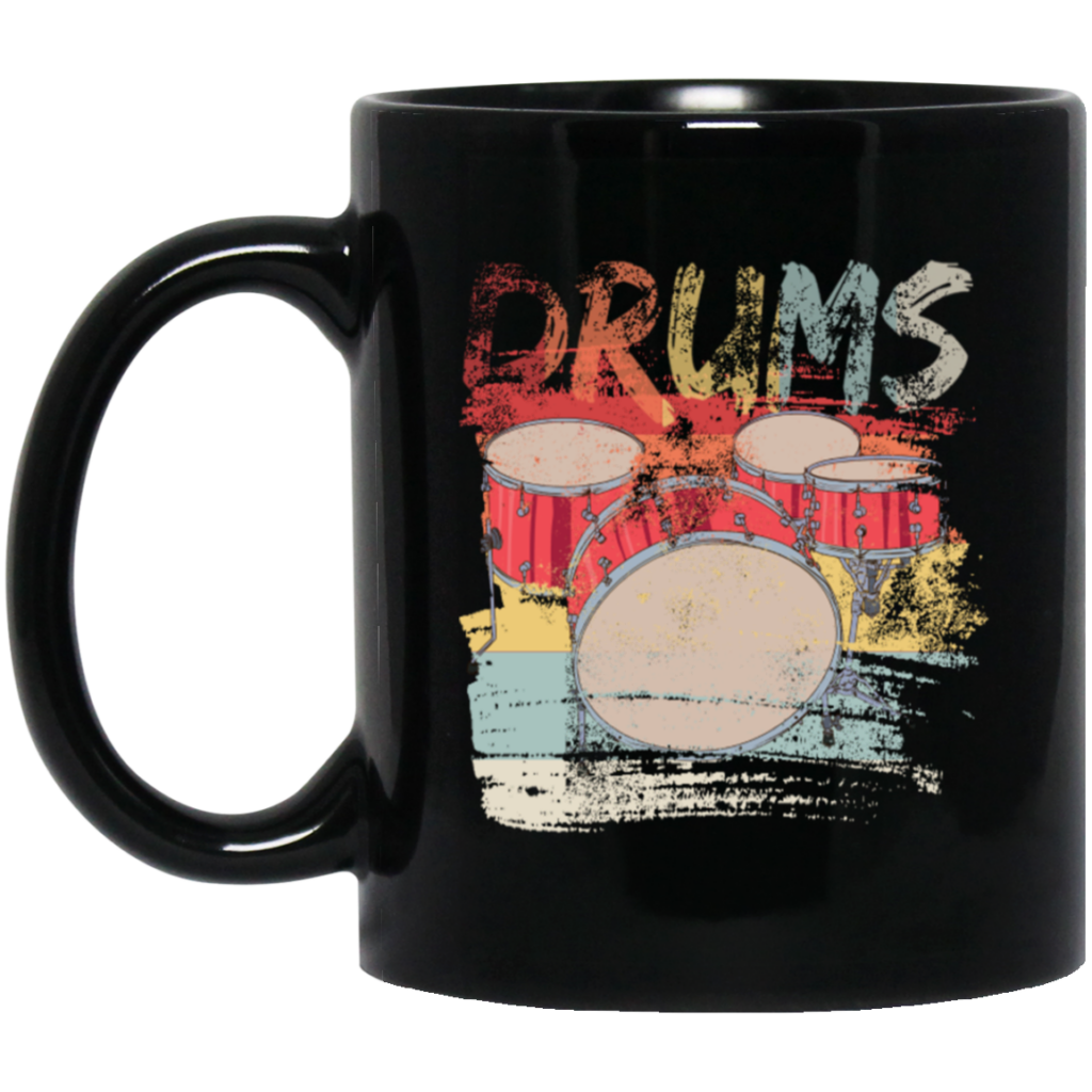 Gift For Drummer Retro Drums Passionate About Music Perfect For Orchestras Black Mug Gift For Drummer Retro Drums Passionate About Music Perfect For Orchestras Black Mug