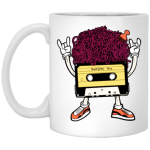 Funny Music, Cassette With Cool Hair And Comb, Lovely Cassette, Best Gift White Mug
