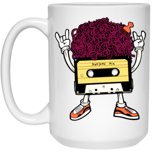 Funny Music, Cassette With Cool Hair And Comb, Lovely Cassette, Best Gift White Mug