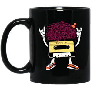 Funny Music, Cassette With Cool Hair And Comb, Lovely Cassette, Best Gift Black Mug