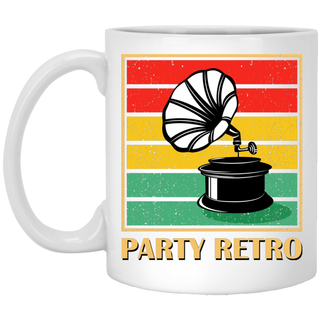 Retro Grammophone, Party Retro, Retro Music White Mug Retro Grammophone, Party Retro, Retro Music White Mug
