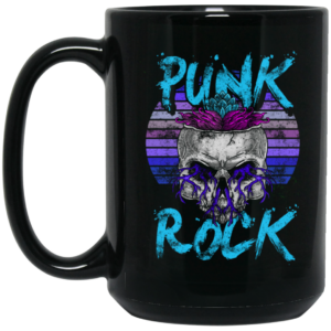 Music Rock, Skull Punks, Skeleton Lover, Punkrocker Gift, Best Rock Gift Black Mug 1
