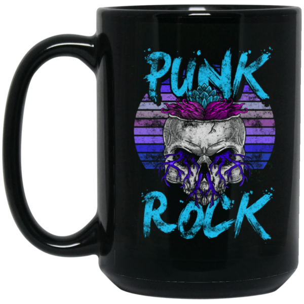 Music Rock, Skull Punks, Skeleton Lover, Punkrocker Gift, Best Rock Gift Black Mug