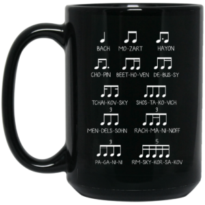 Music Design, Famous Musician, Music Note Black Mug 1