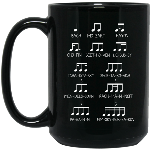 Music Design, Famous Musician, Music Note Black Mug