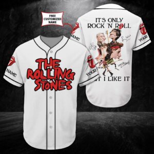 Rock N Roll The Rolling Stones Baseball Tee Jersey Shirt White (Personalized Custom Name) Unisex Men Women