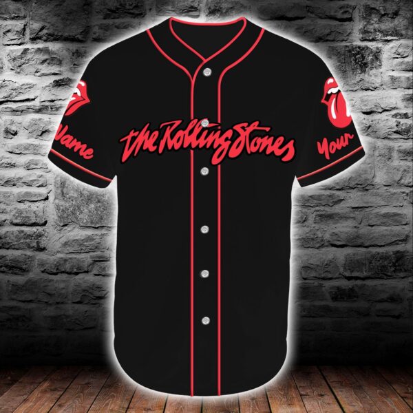Rock N Roll The Rolling Stones Color Baseball Tee Black (Personalized Custom Name) Unisex Men Women