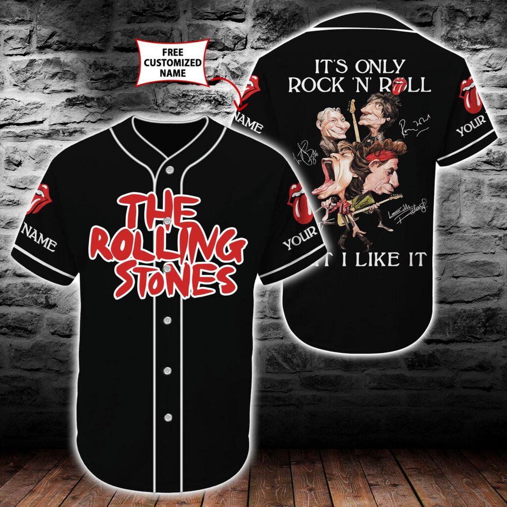 Rock N Roll The Rolling Stones Baseball Tee Jersey Shirt Black (Personalized Custom Name) Unisex Men Women Rock N Roll The Rolling Stones Baseball Tee Jersey Shirt Black (Personalized Custom Name) Unisex Men Women