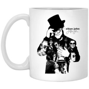 Elton John Montage Image White Mug