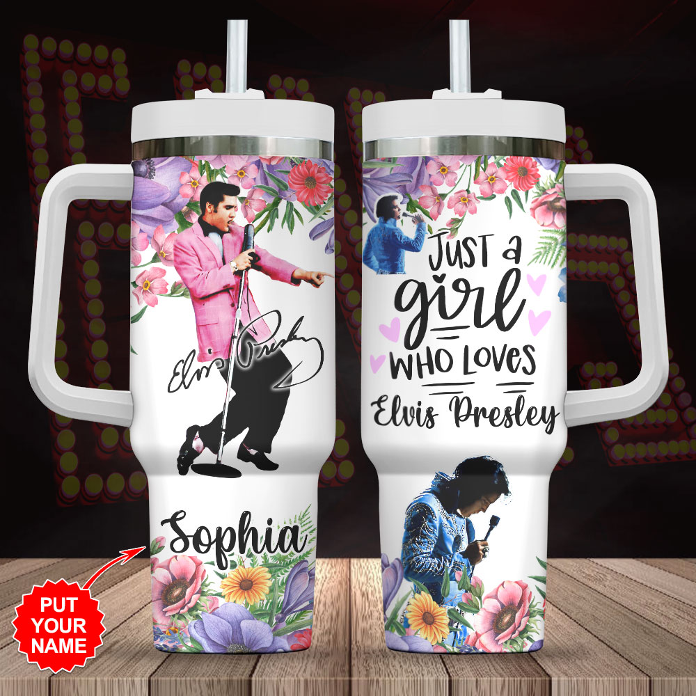 Personalized Elvis Presley 40oz Stanley Tumbler – Gift for Fans – Gift for Fans Personalized Elvis Presley 40oz Stanley Tumbler – Gift for Fans – Gift for Fans