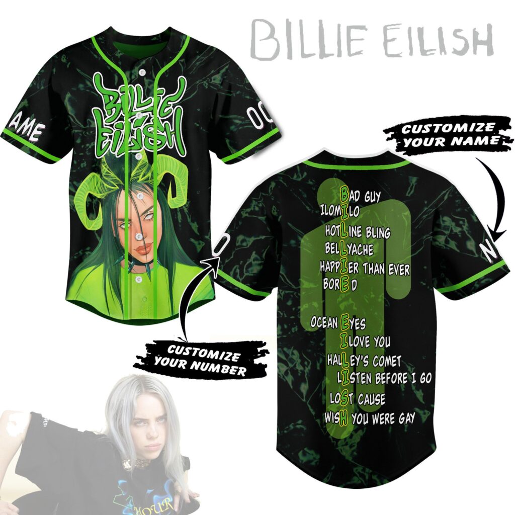 Billie Eilish Baseball Jersey For Men Women And Kids Gift Billie Eilish Baseball Jersey For Men Women And Kids Gift