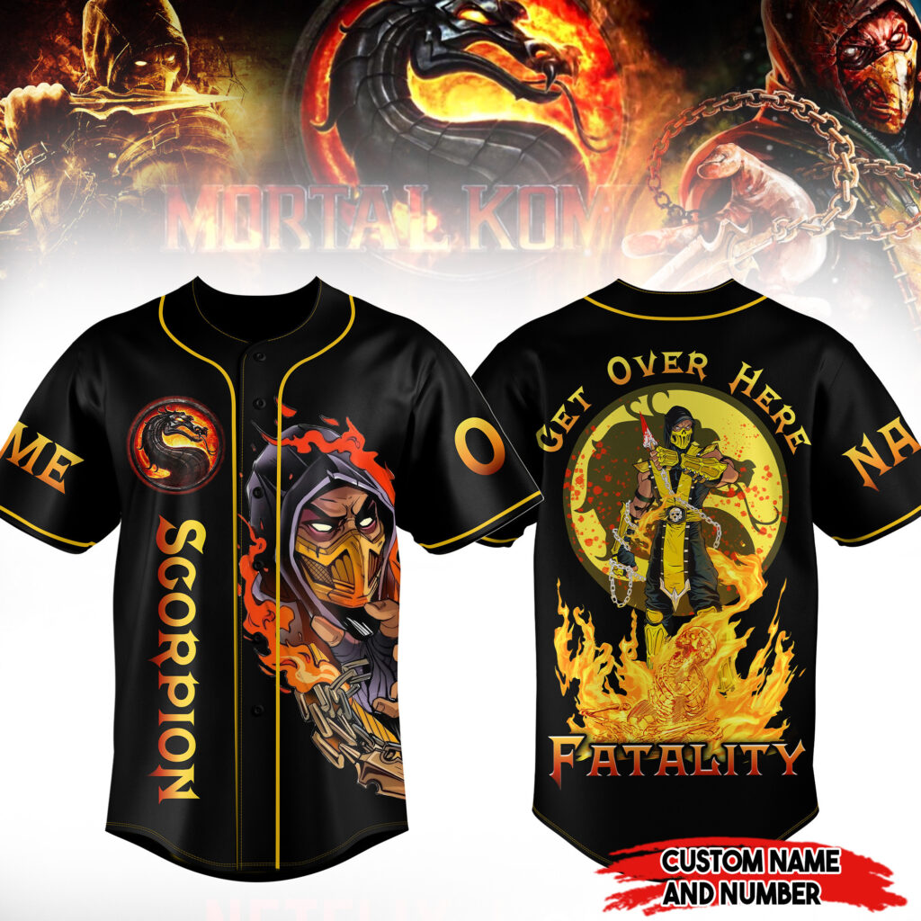 Mortal Kombat Scorpion Baseball Jersey For Men Women And Kids Gift for Fans Mortal Kombat Scorpion Baseball Jersey For Men Women And Kids Gift for Fans