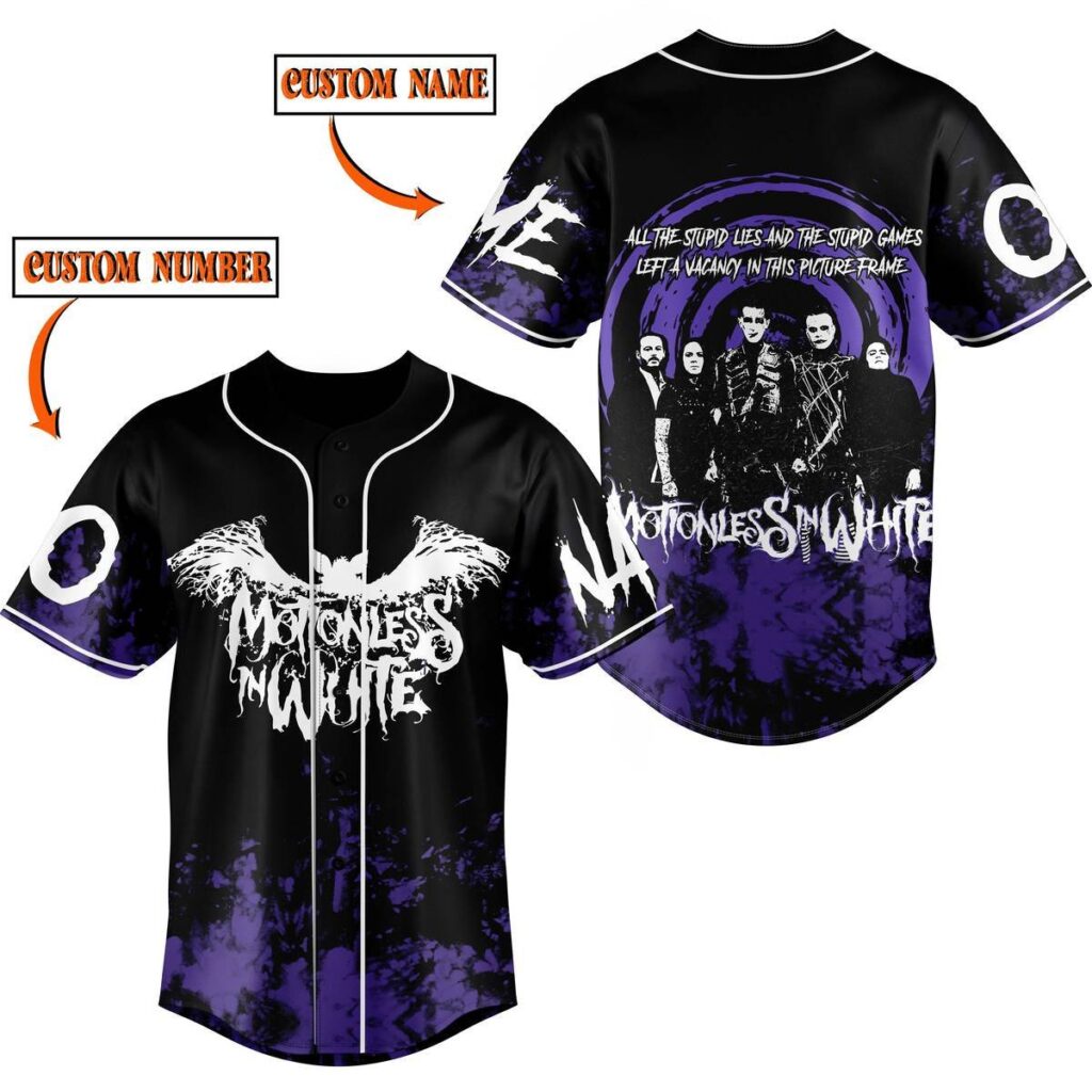 Motionless in White Baseball Jersey For Men Women And Kids Gift for Fans Motionless in White Baseball Jersey For Men Women And Kids Gift for Fans