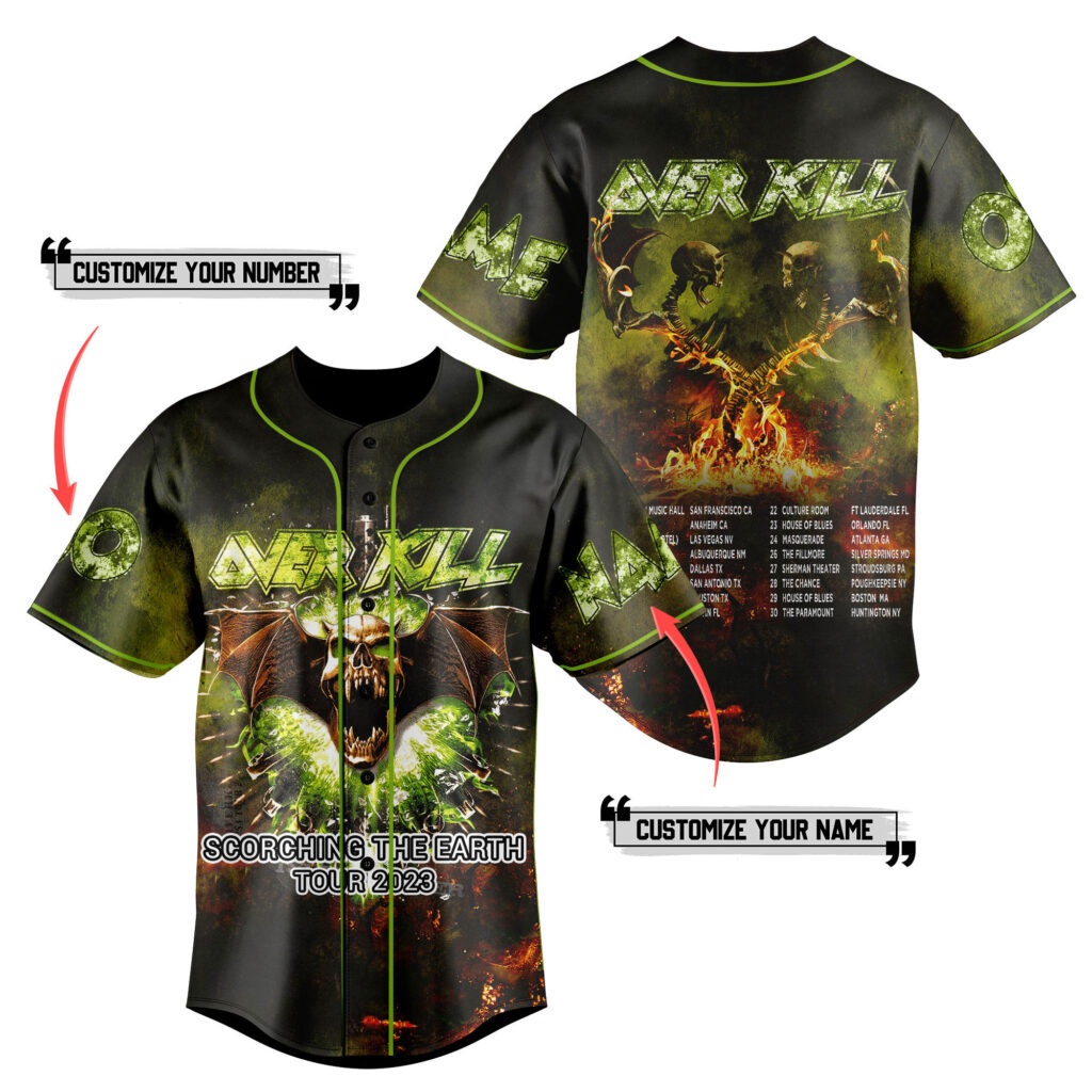 Over Kill Scorching the Earth World Tour Baseball Jersey For Men Women And Kids Gift for Fans Over Kill Scorching the Earth World Tour Baseball Jersey For Men Women And Kids Gift for Fans