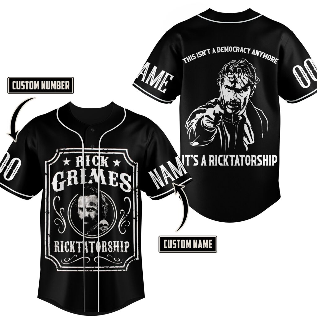 Rick Grimes Baseball Jersey For Men Women And Kids Gift for Fans Rick Grimes Baseball Jersey For Men Women And Kids Gift for Fans