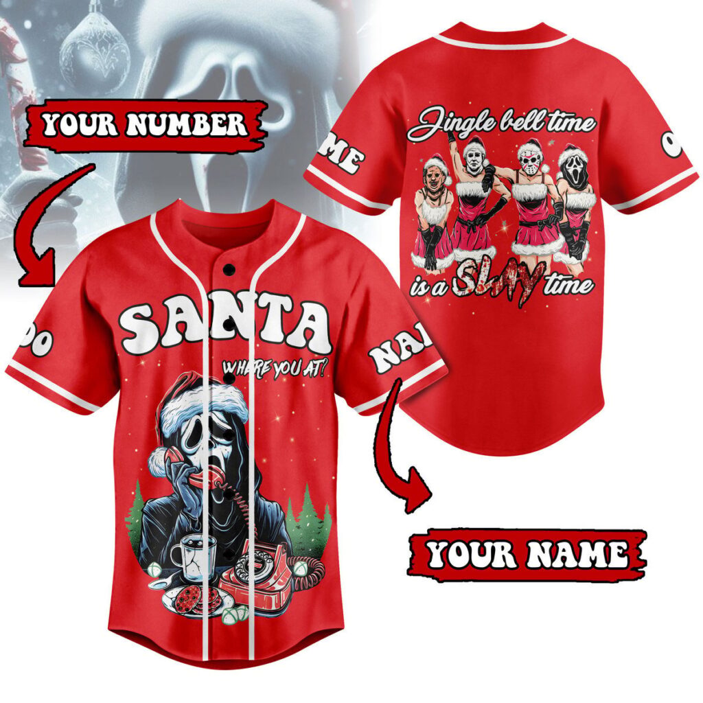 Santa Where You At Horror Baseball Jersey For Men Women And Kids Gift for Fans Santa Where You At Horror Baseball Jersey For Men Women And Kids Gift for Fans