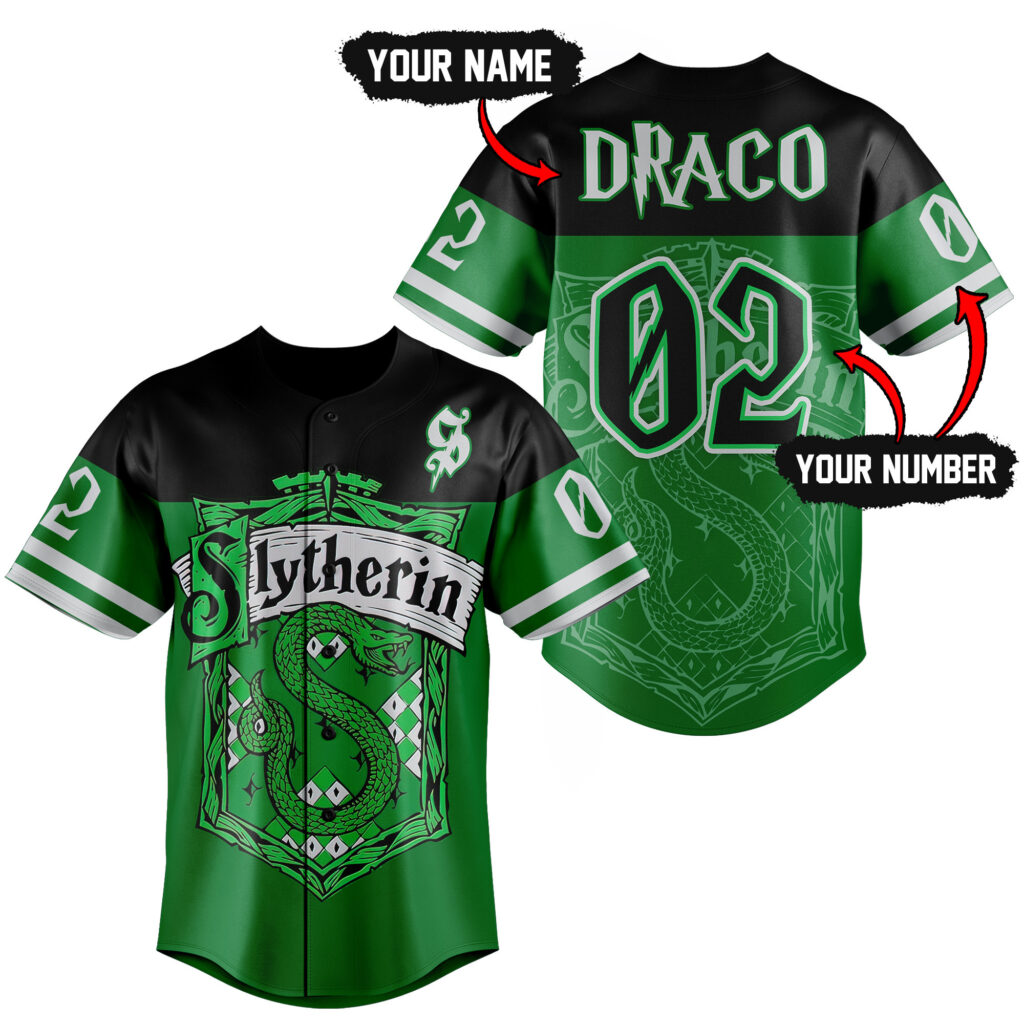 Slytherin House Baseball Jersey For Men Women And Kids Gift for Fans Slytherin House Baseball Jersey For Men Women And Kids Gift for Fans