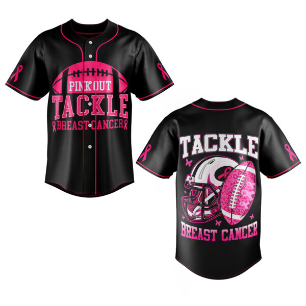 Tackle Breast Cancer Baseball Jersey For Men Women And Kids Gift for Fans