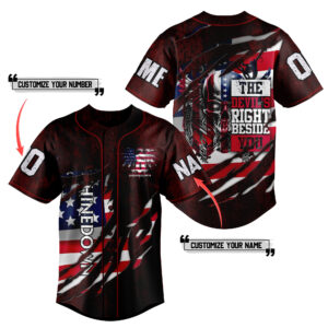 The Devil Is Right Beside You Baseball Jersey For Men Women And Kids Gift for Fans