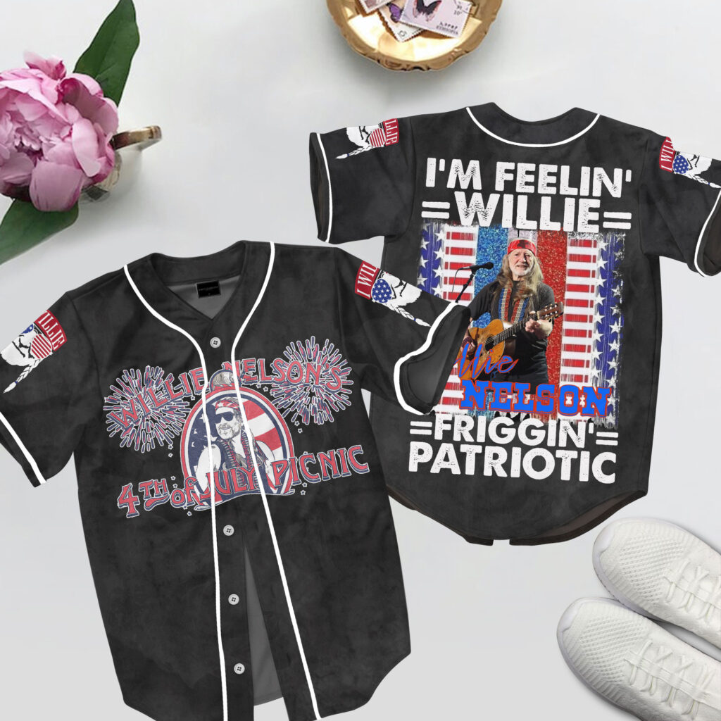 Willie Nelson Fourth of July Picnic Baseball Jersey For Men Women And Kids Gift for Fans Willie Nelson Fourth of July Picnic Baseball Jersey For Men Women And Kids Gift for Fans