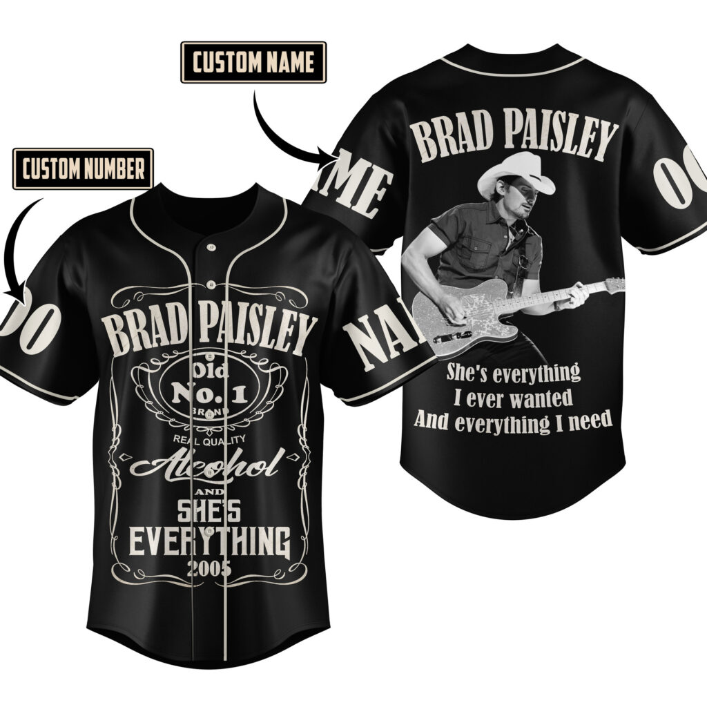 Brad Paisley Baseball Jersey For Men Women And Kids Gift for Fans Brad Paisley Baseball Jersey For Men Women And Kids Gift for Fans