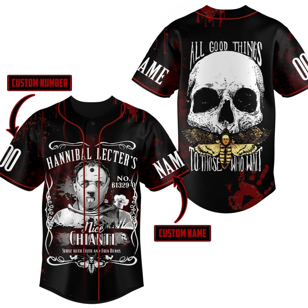 Hannibal Lecter Baseball Jersey For Men Women And Kids Gift for Fans Hannibal Lecter Baseball Jersey For Men Women And Kids Gift for Fans