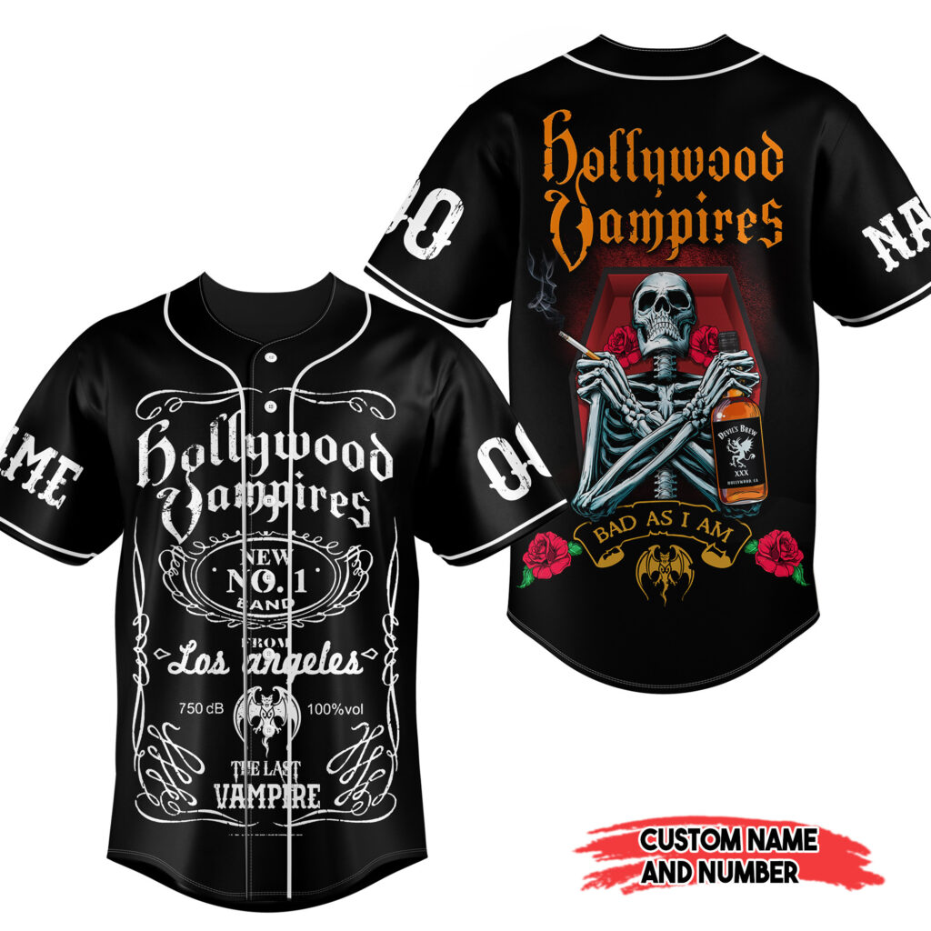 Hollywood Vampires Baseball Jersey For Men Women And Kids Gift for Fans Hollywood Vampires Baseball Jersey For Men Women And Kids Gift for Fans