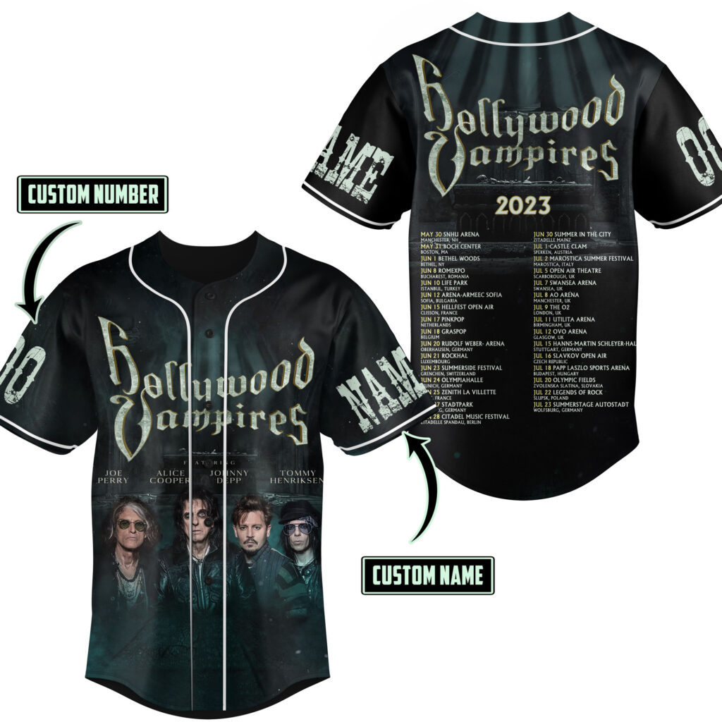 Hollywood Vampires Baseball Jersey For Men Women And Kids Gift for Fans Hollywood Vampires Baseball Jersey For Men Women And Kids Gift for Fans