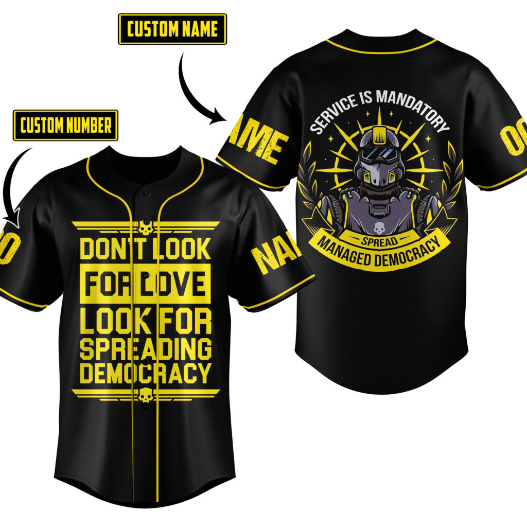 Helldivers Service Is Mandatory Baseball Jersey For Men Women And Kids Gift for Fans Helldivers Service Is Mandatory Baseball Jersey For Men Women And Kids Gift for Fans