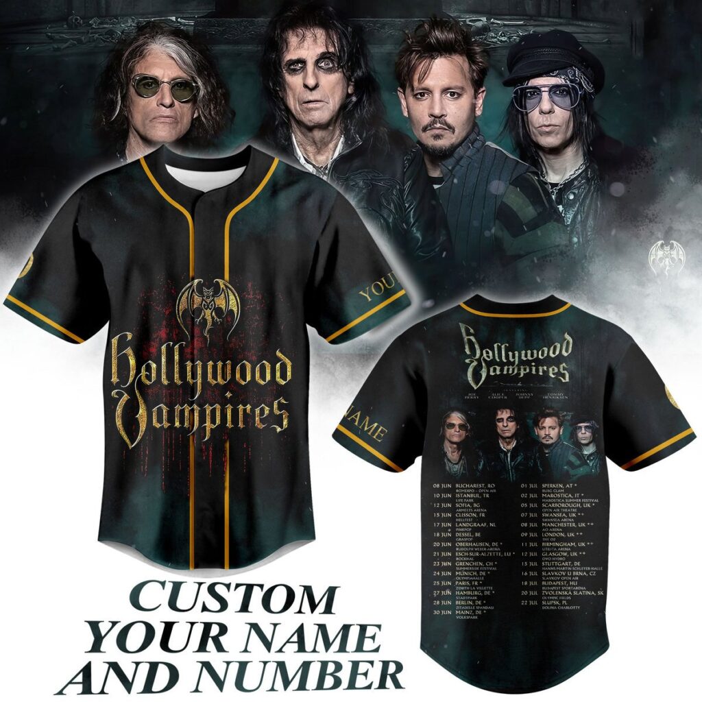 Hollywood Vampires Baseball Jersey For Men Women And Kids Gift for Fans Hollywood Vampires Baseball Jersey For Men Women And Kids Gift for Fans