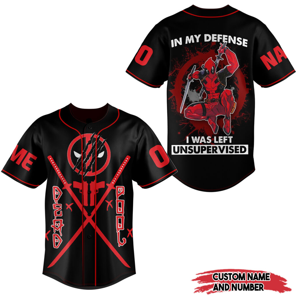 Deadpool In My Defense Baseball Jersey For Men Women And Kids Gift for Fans Deadpool In My Defense Baseball Jersey For Men Women And Kids Gift for Fans