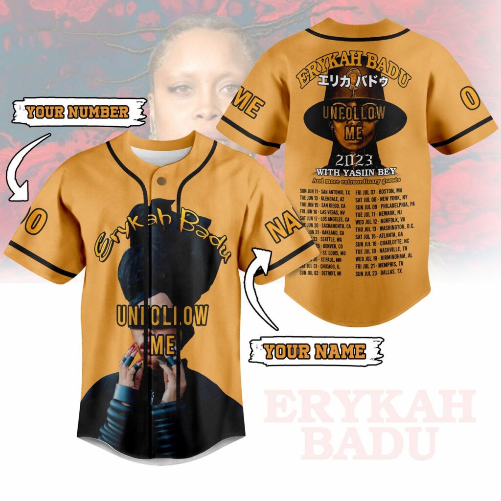 Erykah Badu Baseball Jersey For Men Women And Kids Gift for Fans Erykah Badu Baseball Jersey For Men Women And Kids Gift for Fans